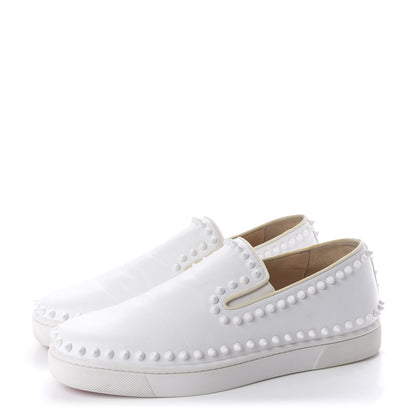 Christian Louboutin Calfskin Mens Spikes Pik Boat Flat 40 White 3 of 11