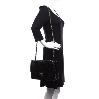 Chanel Alligator Jumbo Double Flap Black 3 of 13