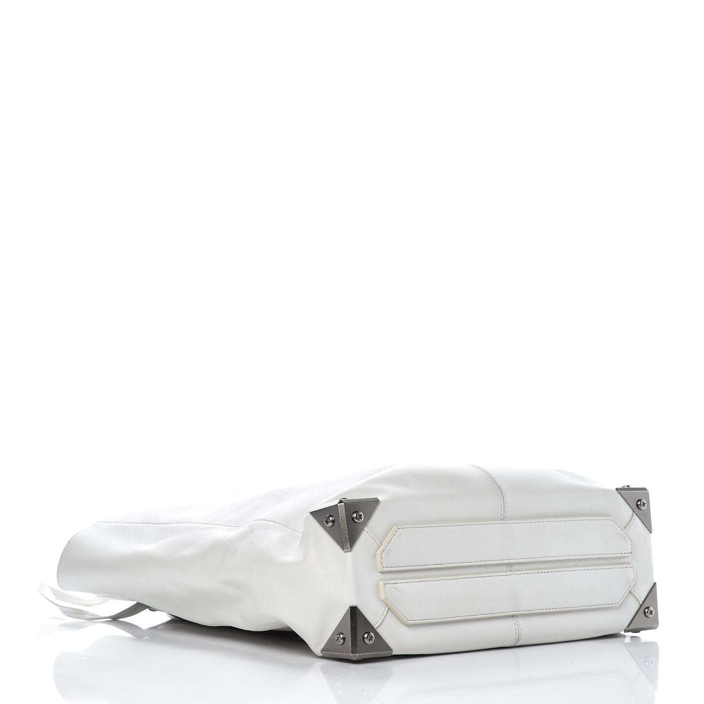 Pebbled Calfskin Prisma Skeletal Tote White