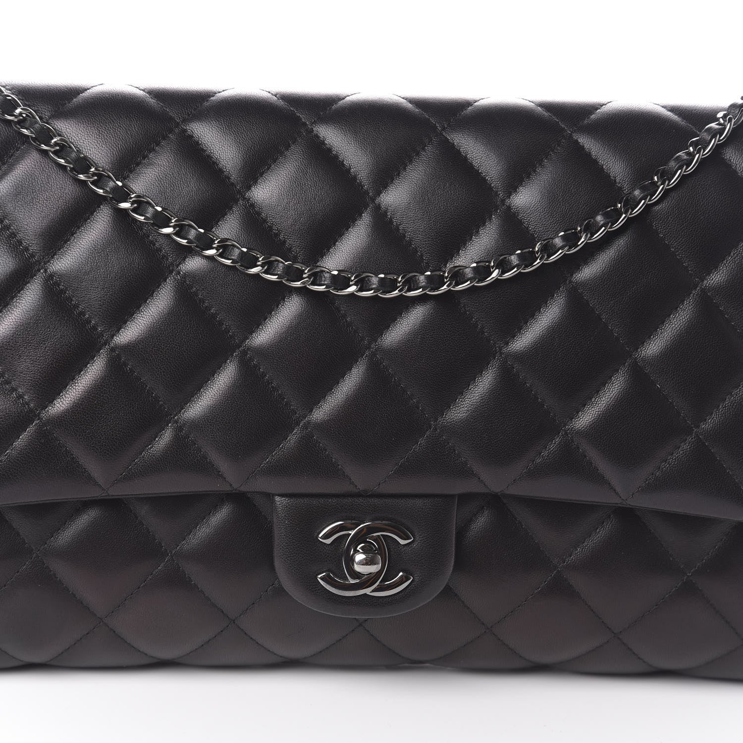 Chanel Lambskin Quilted Clutch With Chain Flap Black 8 of 10