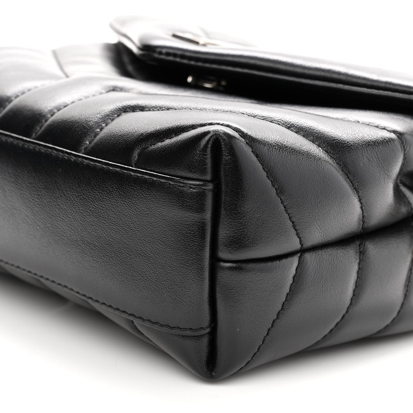 Calfskin Y Quilted Monogram Toy Loulou Crossbody Bag Black