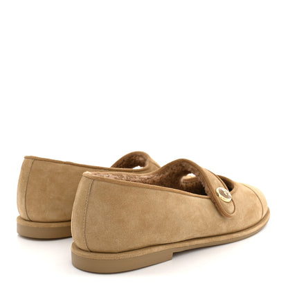 Chanel Suede Calfskin Cap Toe CC Mary Jane Flats 40 Beige 5 of 10