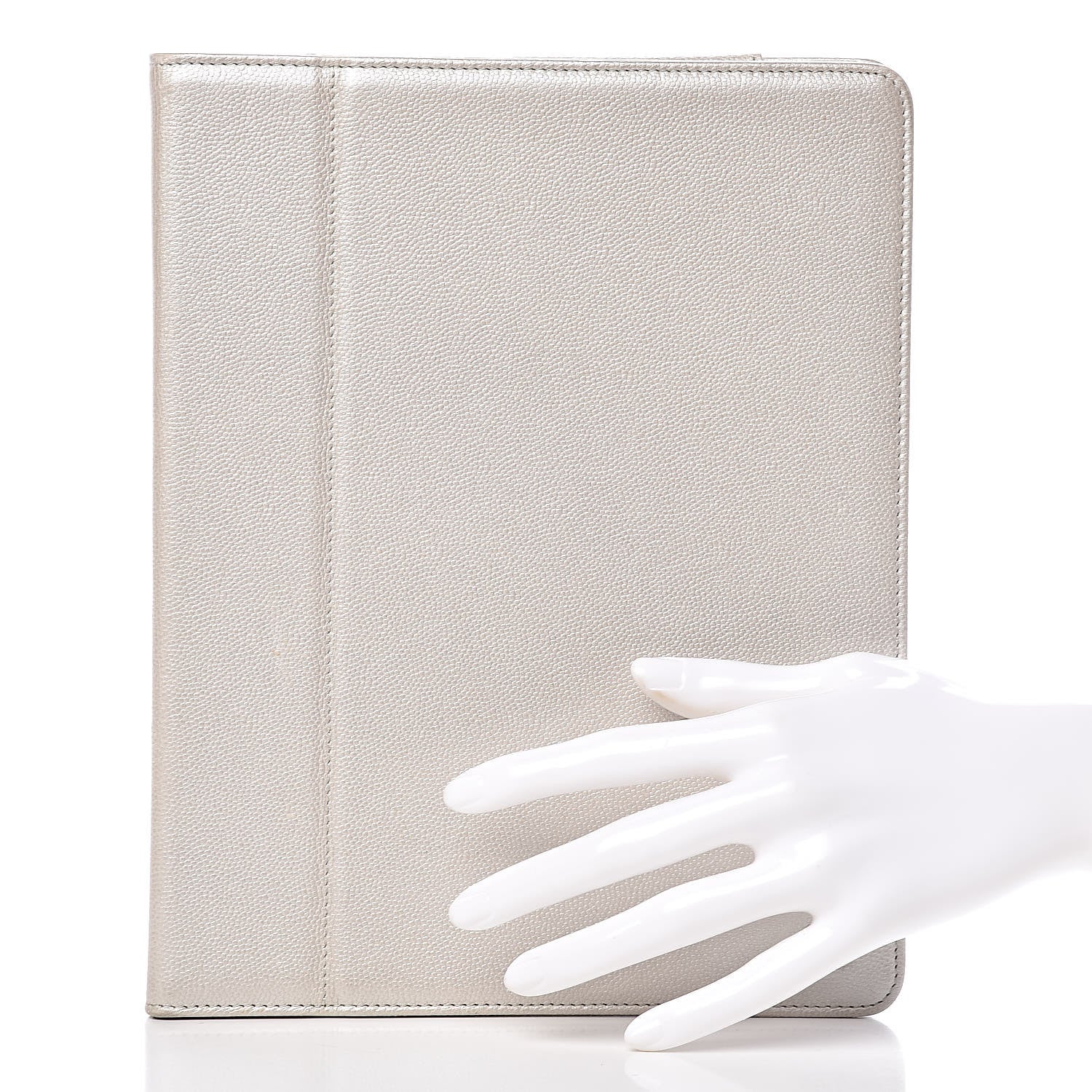 Chanel Metallic Caviar Sevruga iPad Case Silver 2 of 8