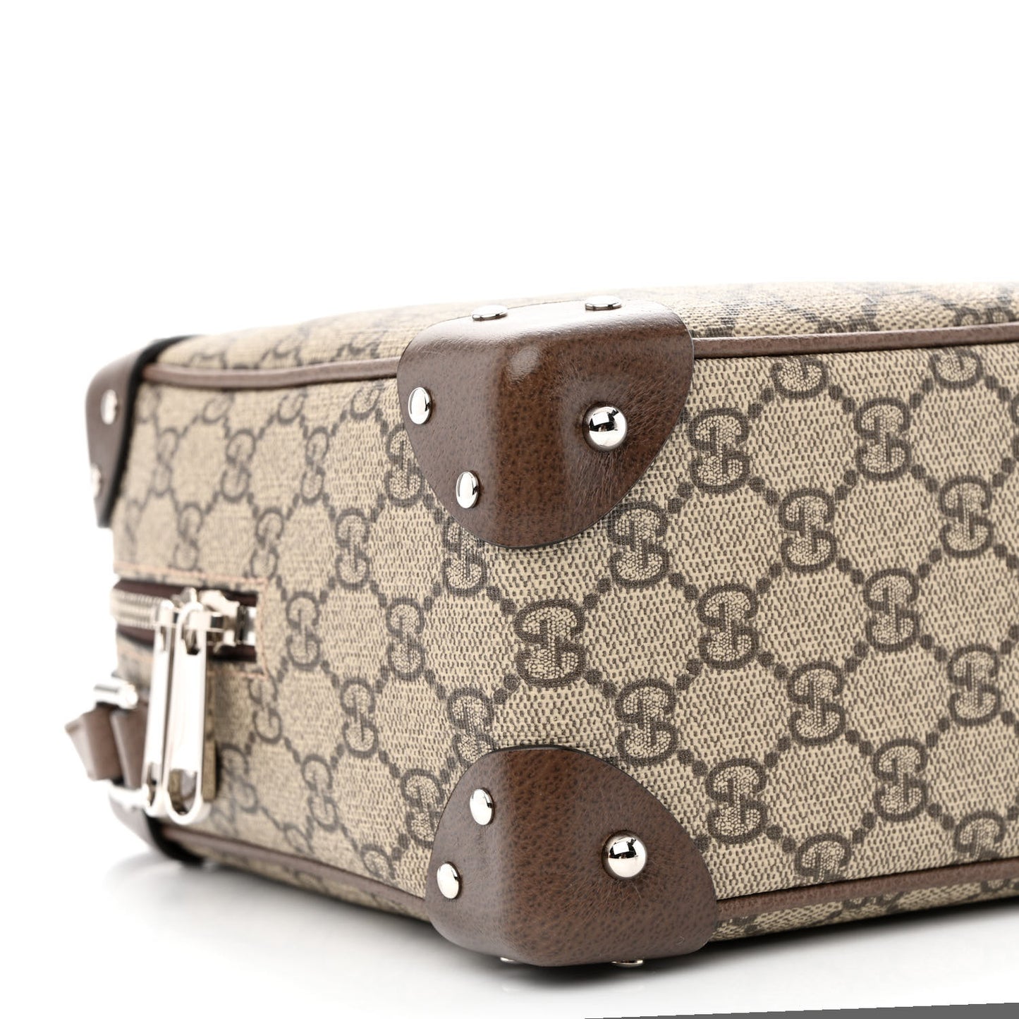 GG Supreme Monogram Textured Calfskin Square Messenger Bag Beige Ebony New Acero