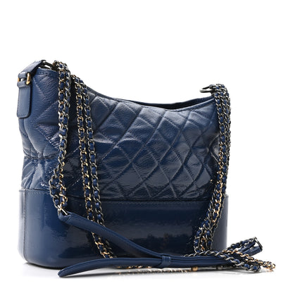 Chanel Patent Goatskin Quilted Medium Gabrielle Hobo Blue 3 of 10