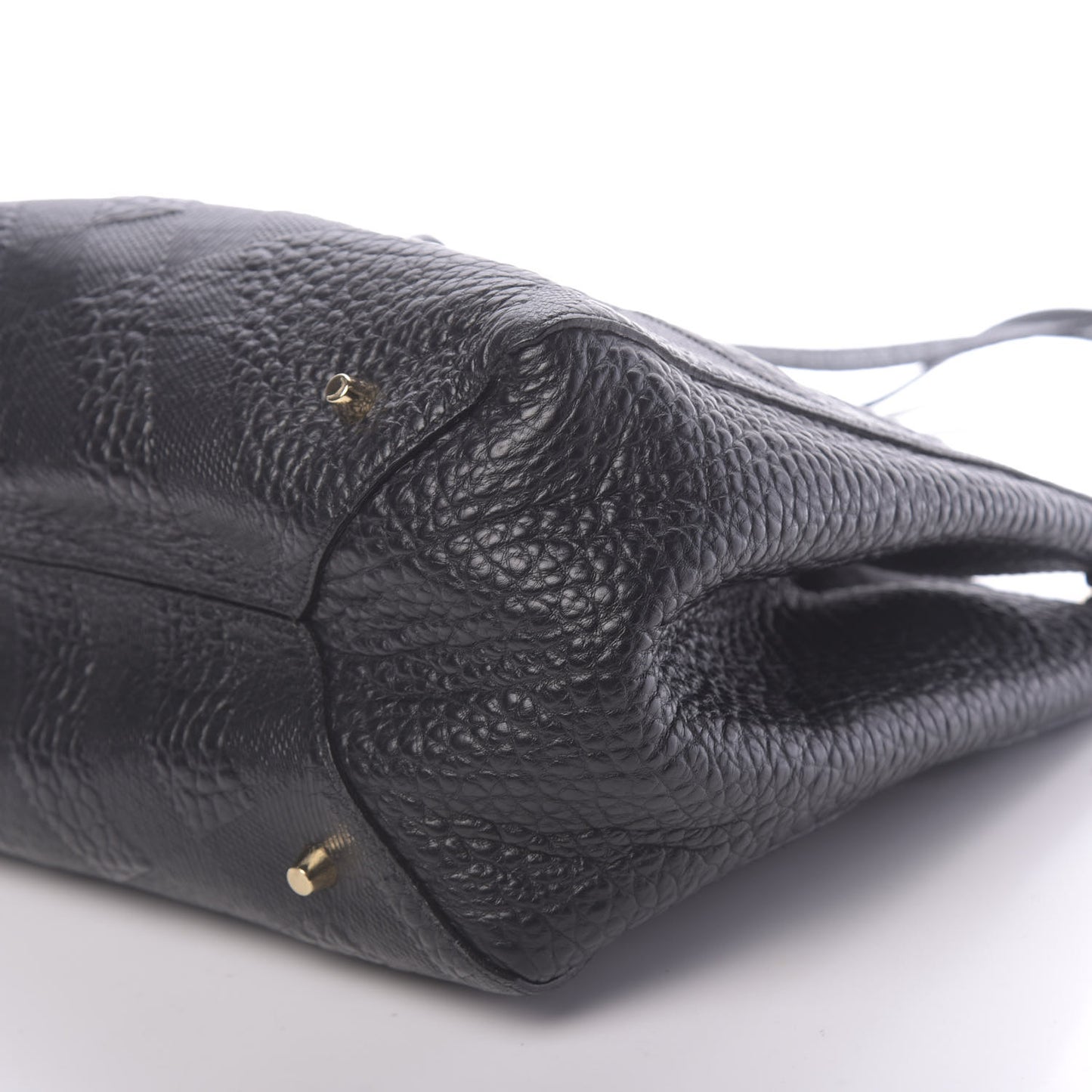 Signature Grain Calfskin Check Embossed Small Canterbury Tote Black