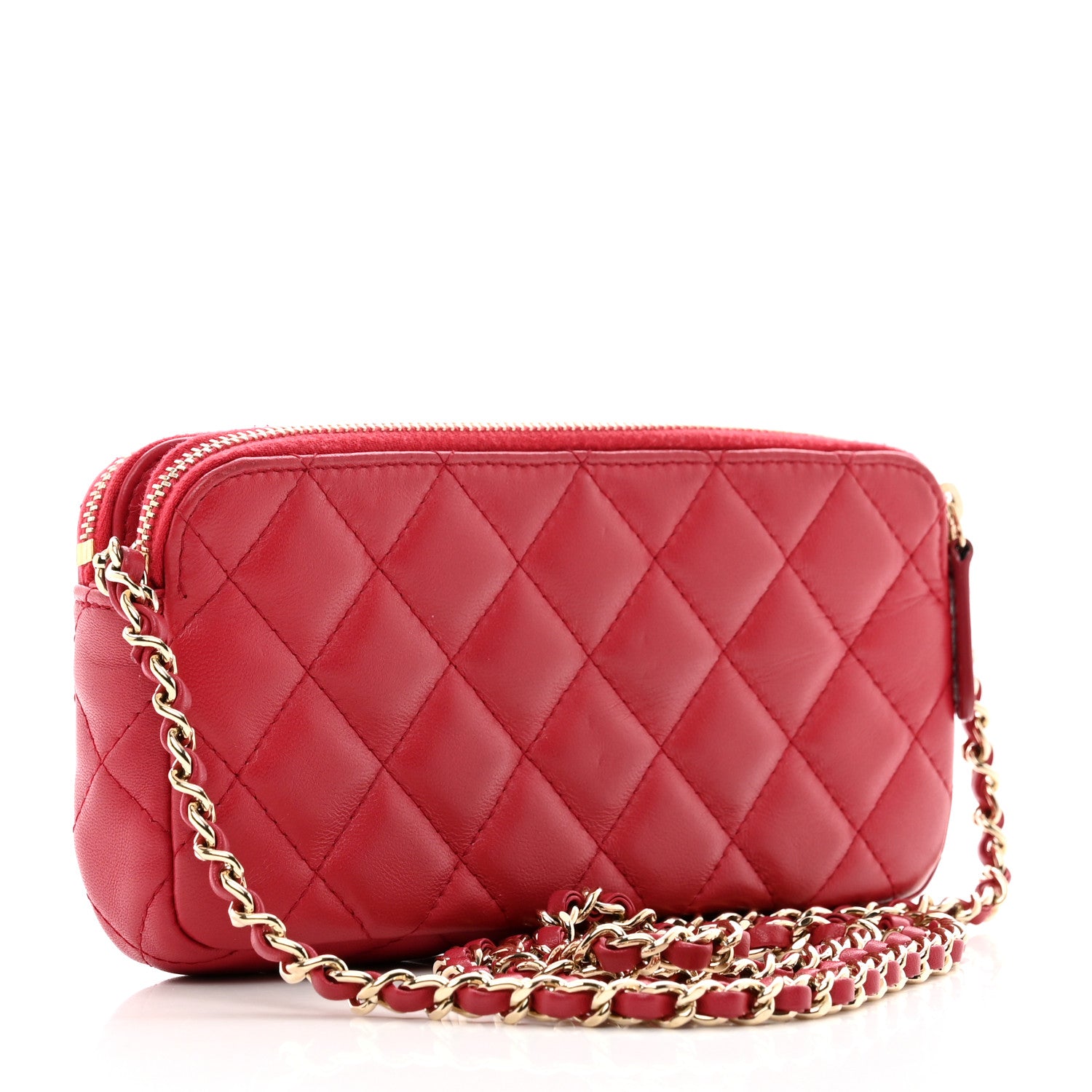 Chanel Lambskin Quilted Small Clutch With Chain Dark Pink 3 of 12