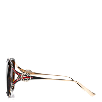 Gucci Acetate Round Frame Injected GG0226SK Sunglasses Tortoise 3 of 8