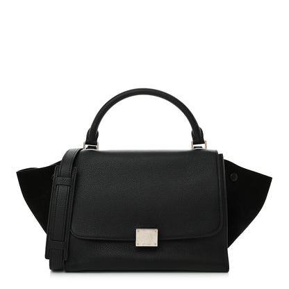 Celine Drummed Calfskin Suede Small Trapeze Black 1 of 11
