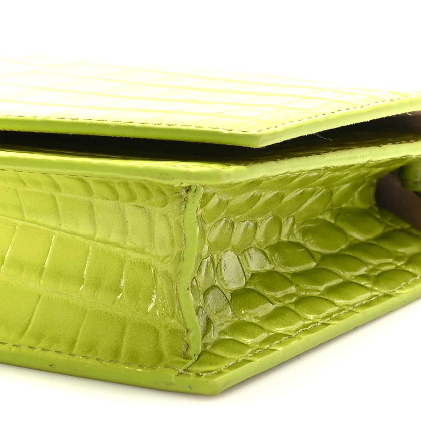 Calfskin Crocodile Embossed Skull Mini Crossbody Bag Lichen