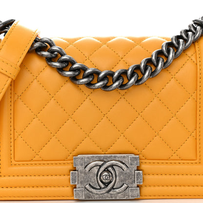 Chanel Lambskin Quilted Small Boy Flap Yellow 8 of 10