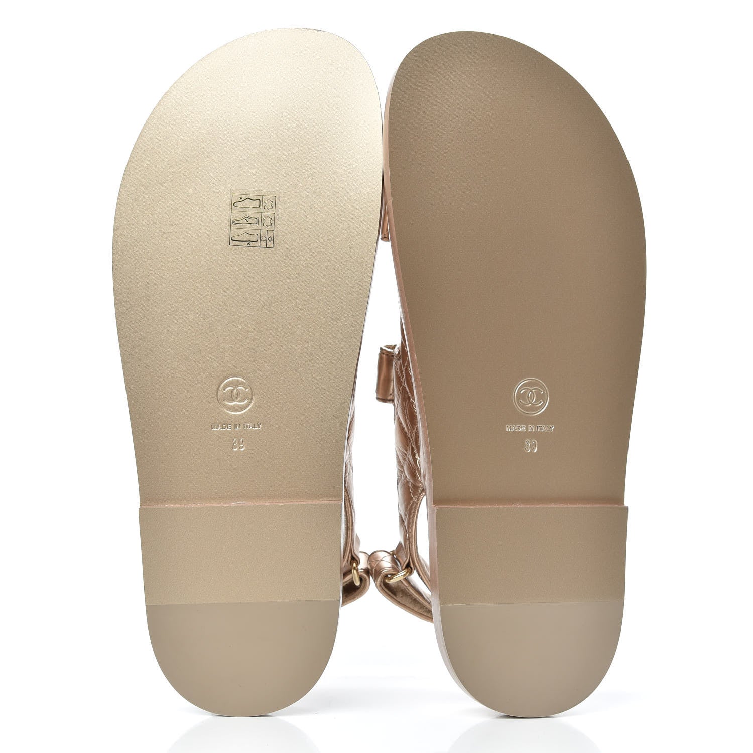 Chanel Iridescent Lambskin Quilted Velcro Dad Sandals 39 Light Bronze 5 of 8