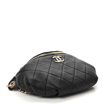 Chanel Lambskin Quilted Resin Bi-Color Waist Bag Fanny Pack Black 4 of 9