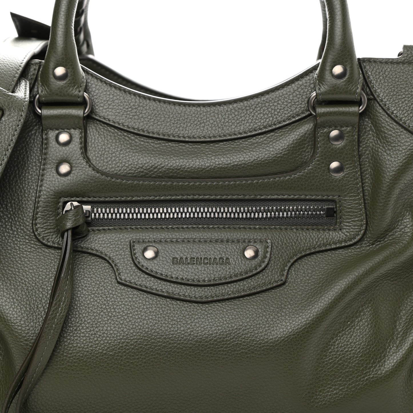 Grained Calfskin Neo Classic Silver Hardware Medium City Khaki