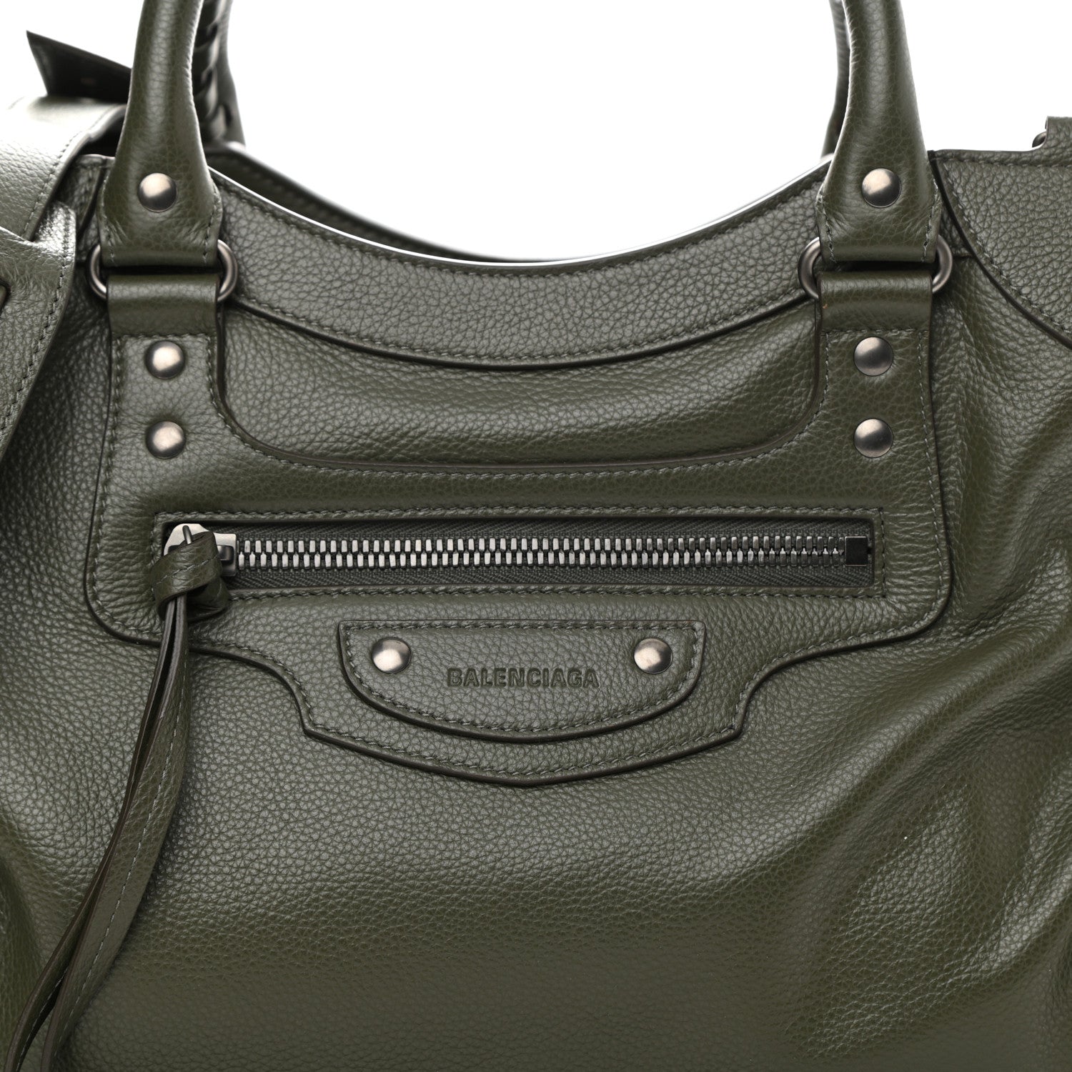 Balenciaga Grained Calfskin Neo Classic Silver Hardware Medium City Khaki 8 of 9