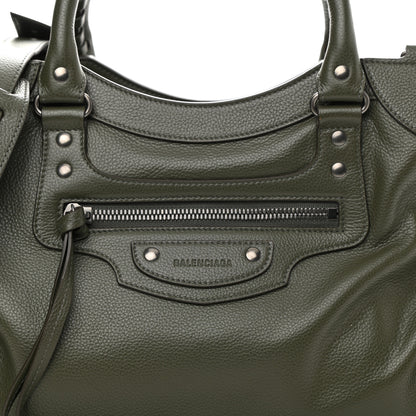 Balenciaga Grained Calfskin Neo Classic Silver Hardware Medium City Khaki 8 of 9