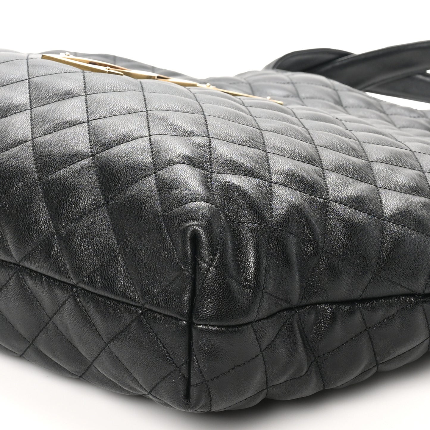 Lambskin Quilted Maxi Icare Shopping Tote Black