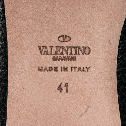 Valentino Garavani Pebbled Calfskin Rockstud Rolling Cage Ballerina Flats 41 Black 6 of 7