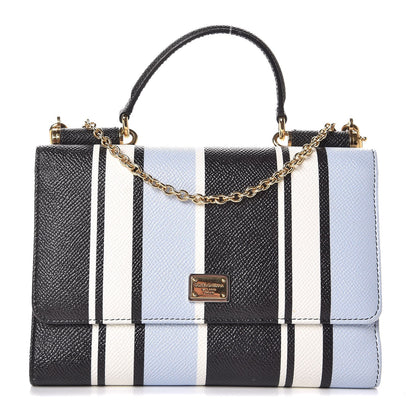 Dolce & Gabbana Dauphine Stripe Gloss Chain Strap Phone Bag Blue 1 of 9