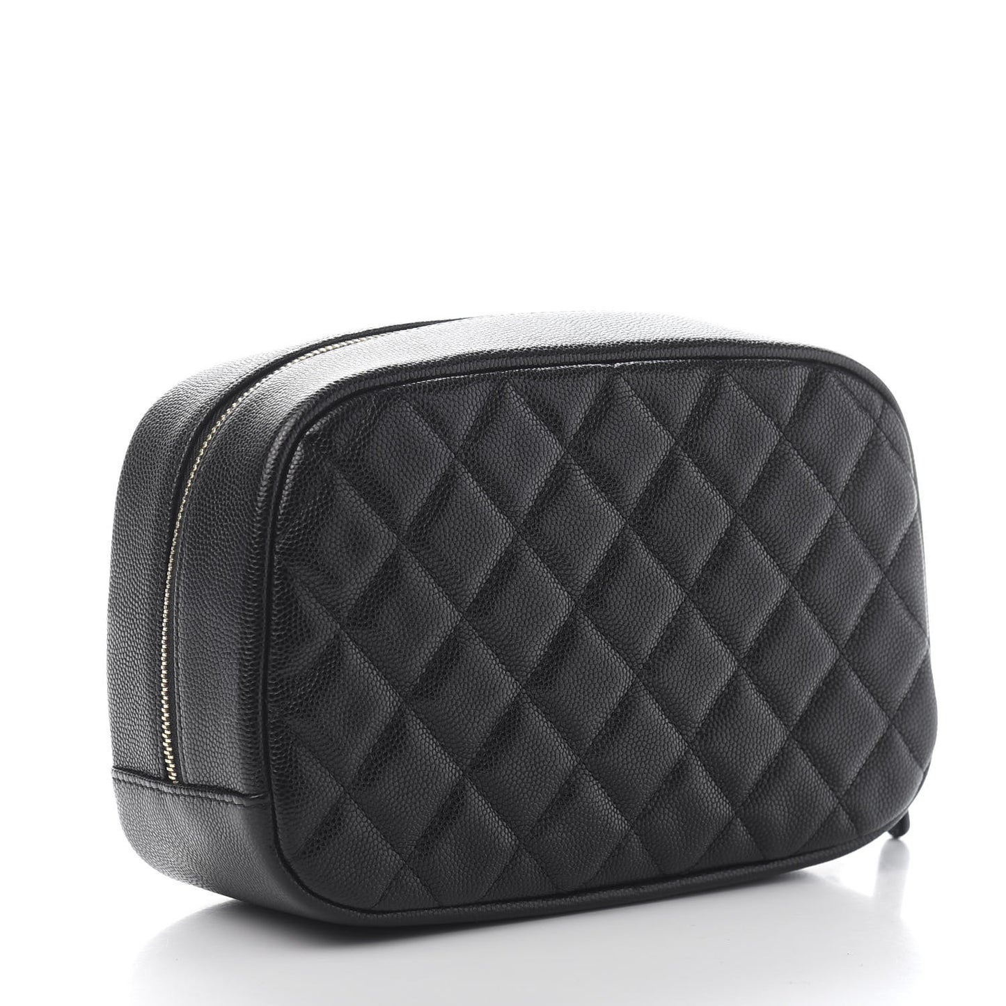Caviar Quilted Curvy Pouch Cosmetic Case Black