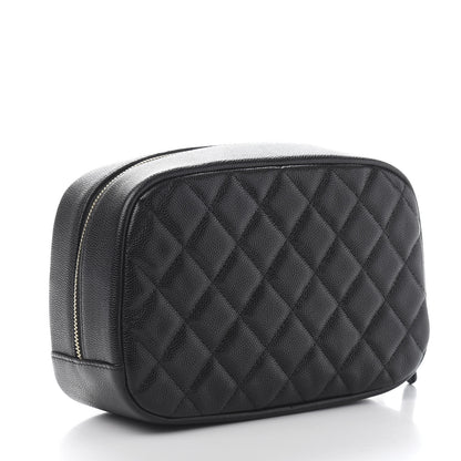Chanel Caviar Quilted Curvy Pouch Cosmetic Case Black 3 of 7