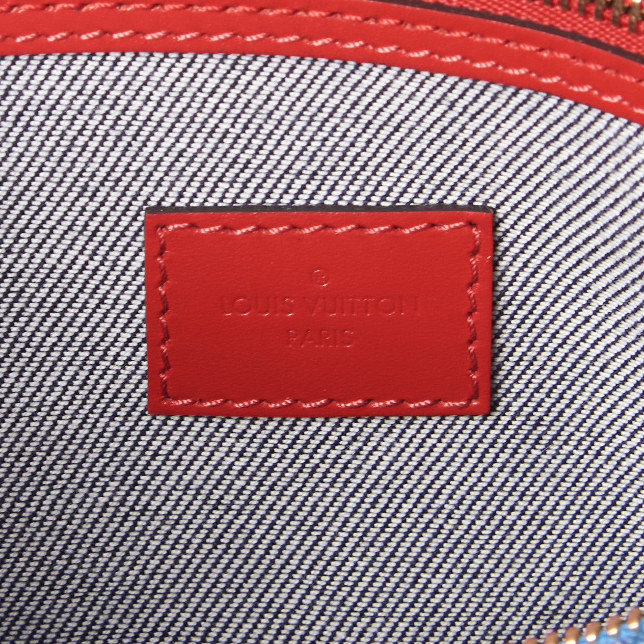 Denim Damier Monogram Patchwork Speedy Bandouliere 30 Blue Rouge