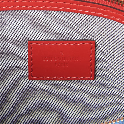 Louis Vuitton Denim Damier Monogram Patchwork Speedy Bandouliere 30 Blue Rouge 8 of 9