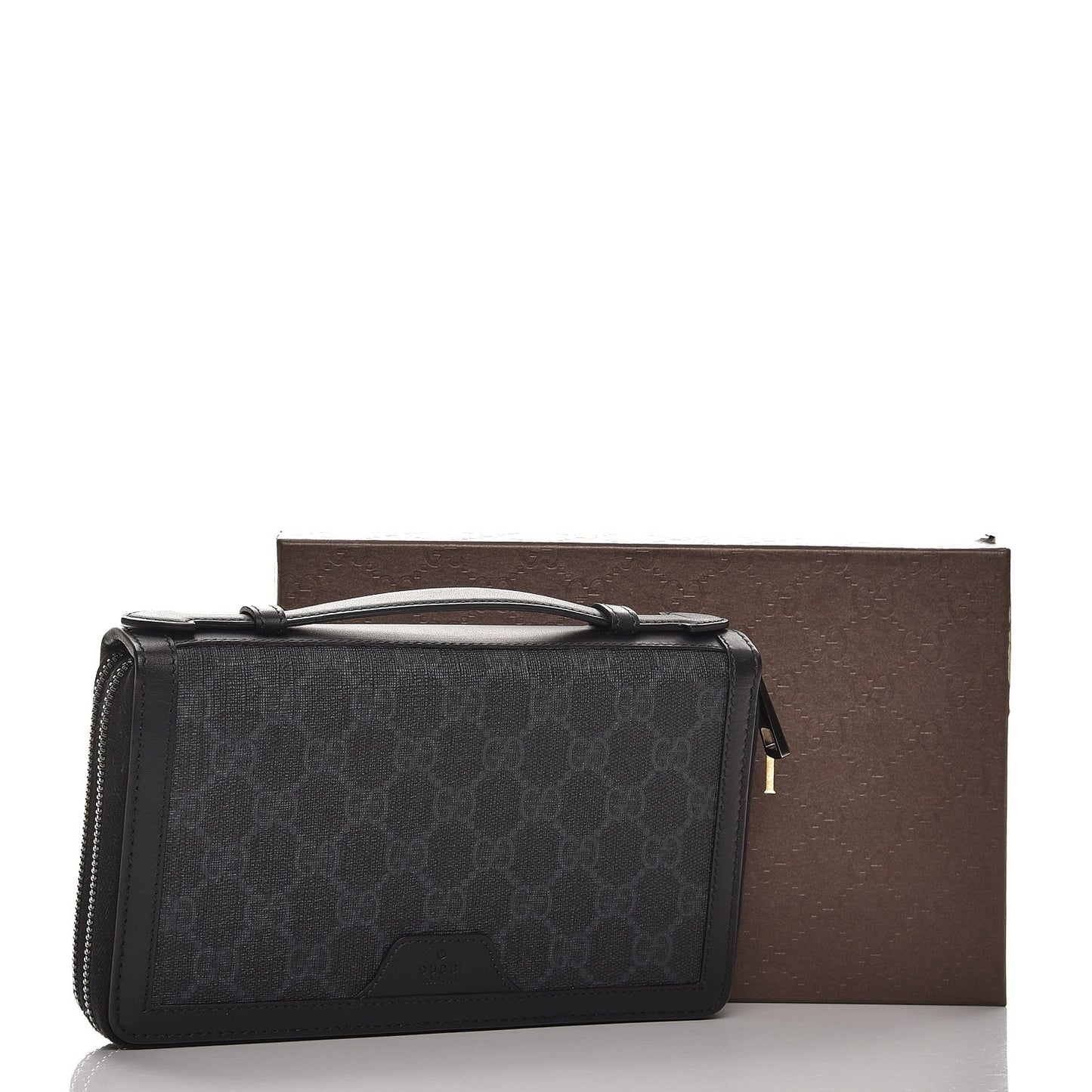GG Supreme Monogram Travel Document Case Black Grey