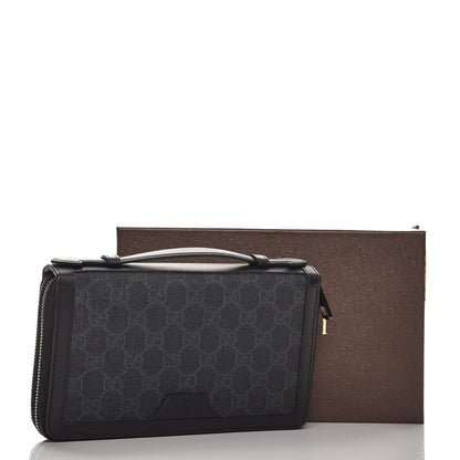 Gucci GG Supreme Monogram Travel Document Case Black Grey 8 of 8