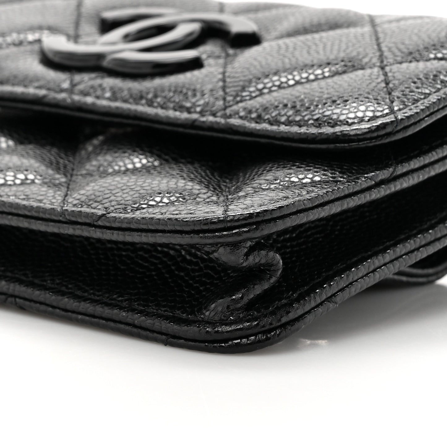 Caviar Quilted My Everything Belt Flap Card Holder Black