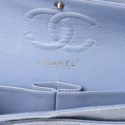 Chanel Jersey Quilted Small Double Flap Blue 6 of 20
