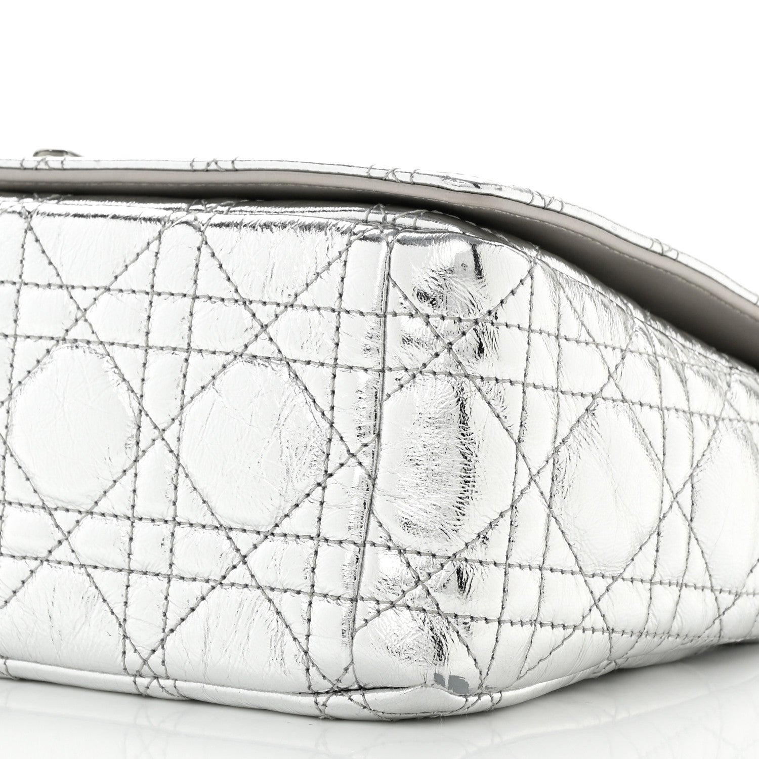 Christian Dior Metallic Calfskin Cannage Medium Caro Bag Argent 10 of 13