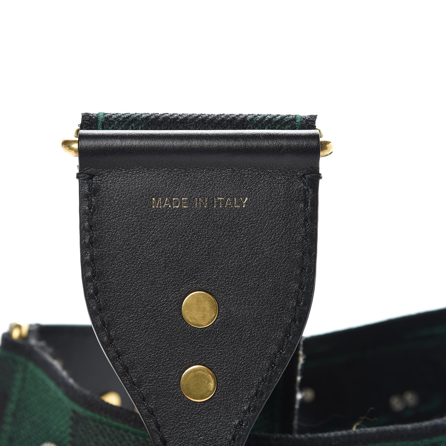 Christian Dior Canvas Embroidered Studded Checkered Shoulder Strap Green 3 of 3