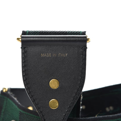 Christian Dior Canvas Embroidered Studded Checkered Shoulder Strap Green 3 of 3