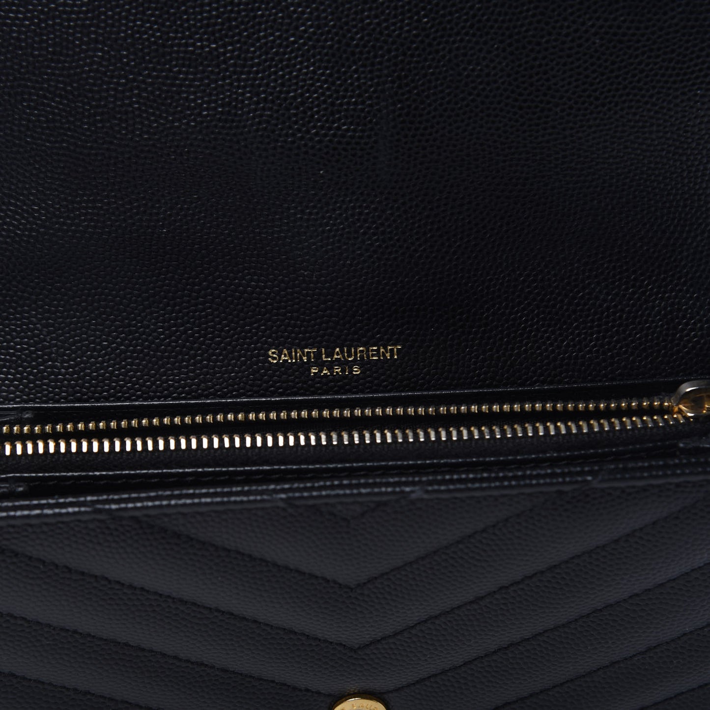 Grain De Poudre Matelasse Chevron Monogram Flap Wallet Black