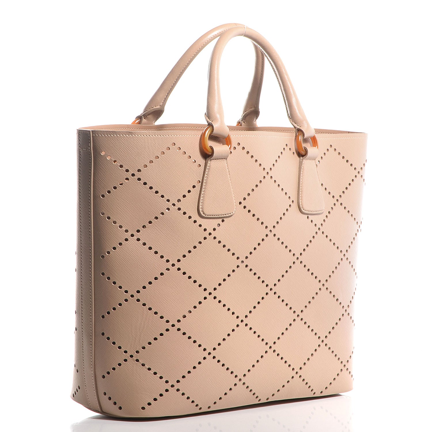 Prada Saffiano Perforated Tote Sabbia 4 of 11