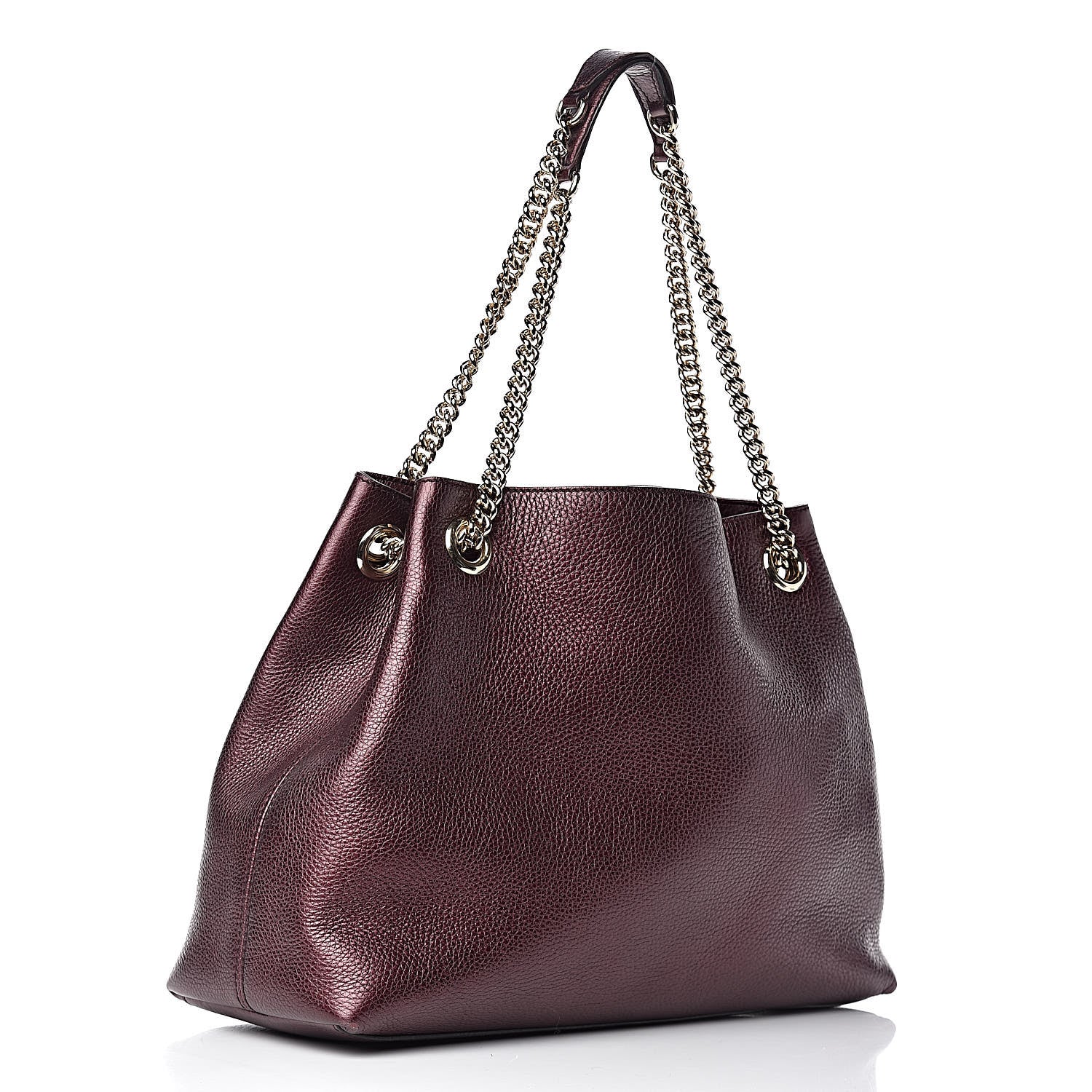 Gucci Metallic Cellarius Calfskin Medium Soho Chain Shoulder Bag Classic Burgundy 3 of 11