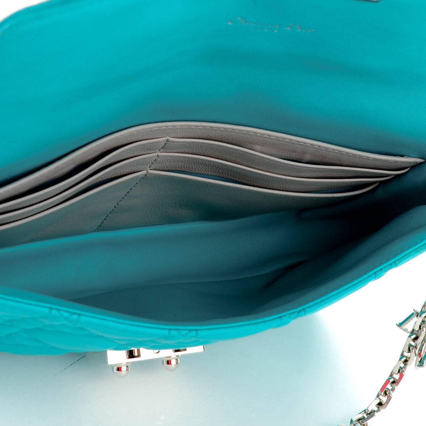 Lambskin Cannage Miss Dior Promenade Pouch Turquoise