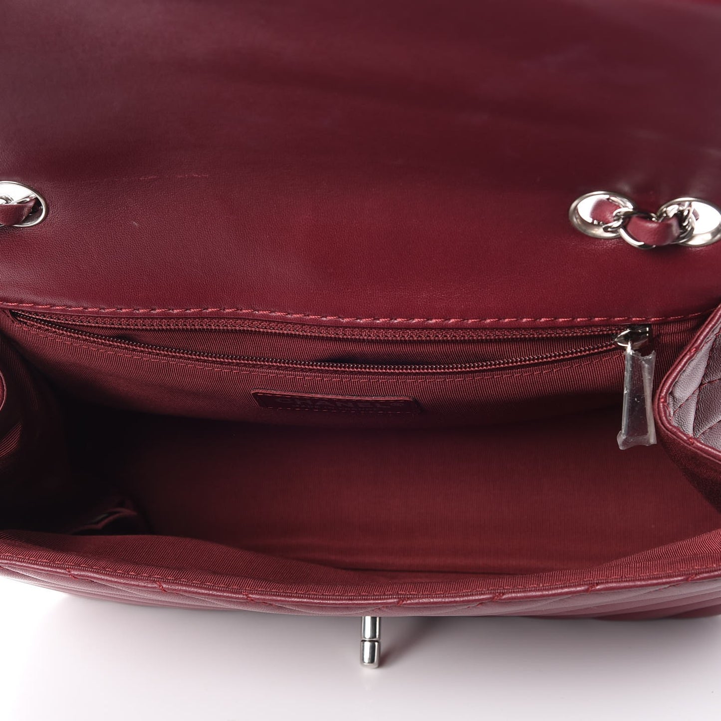 Lambskin Surpique Chevron Medium Single Flap Dark Red