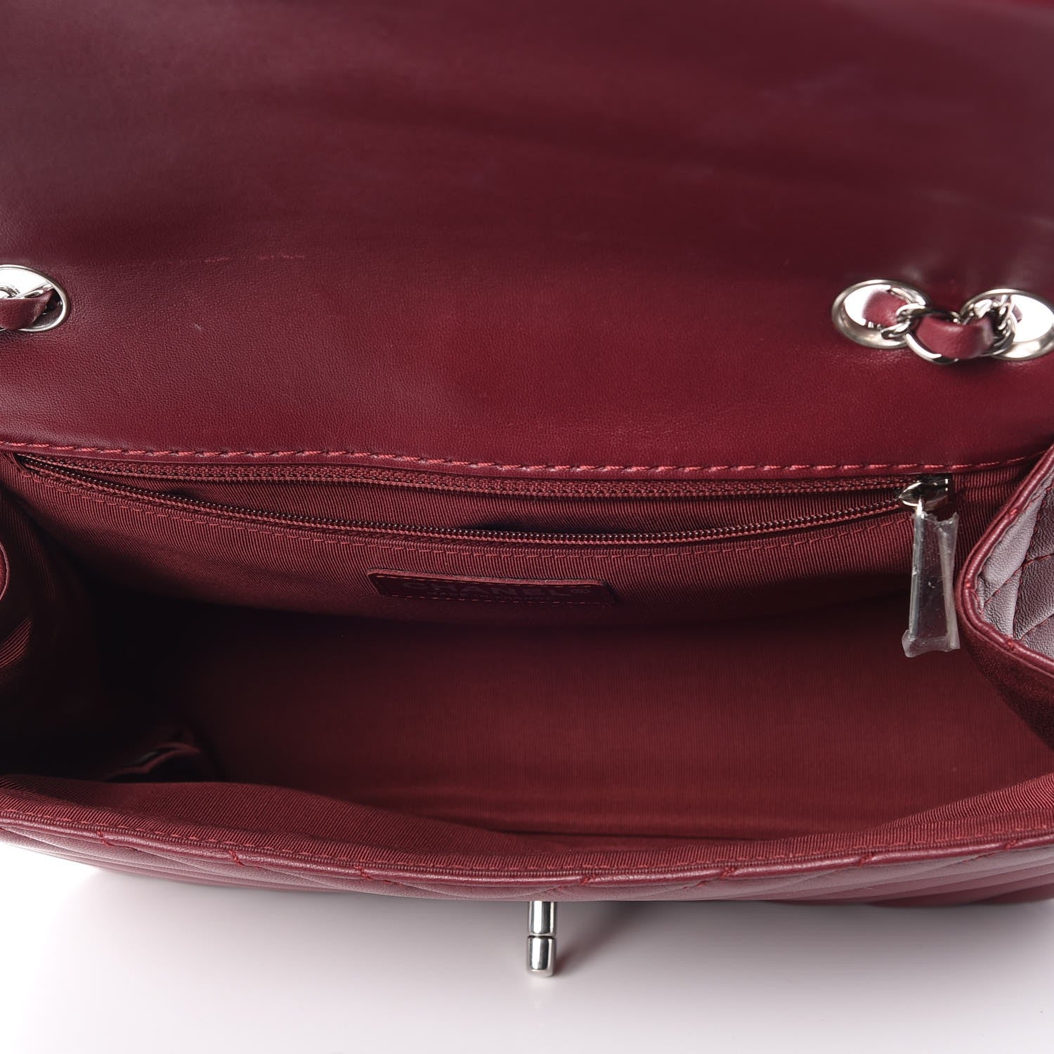Chanel Lambskin Surpique Chevron Medium Single Flap Dark Red 6 of 14