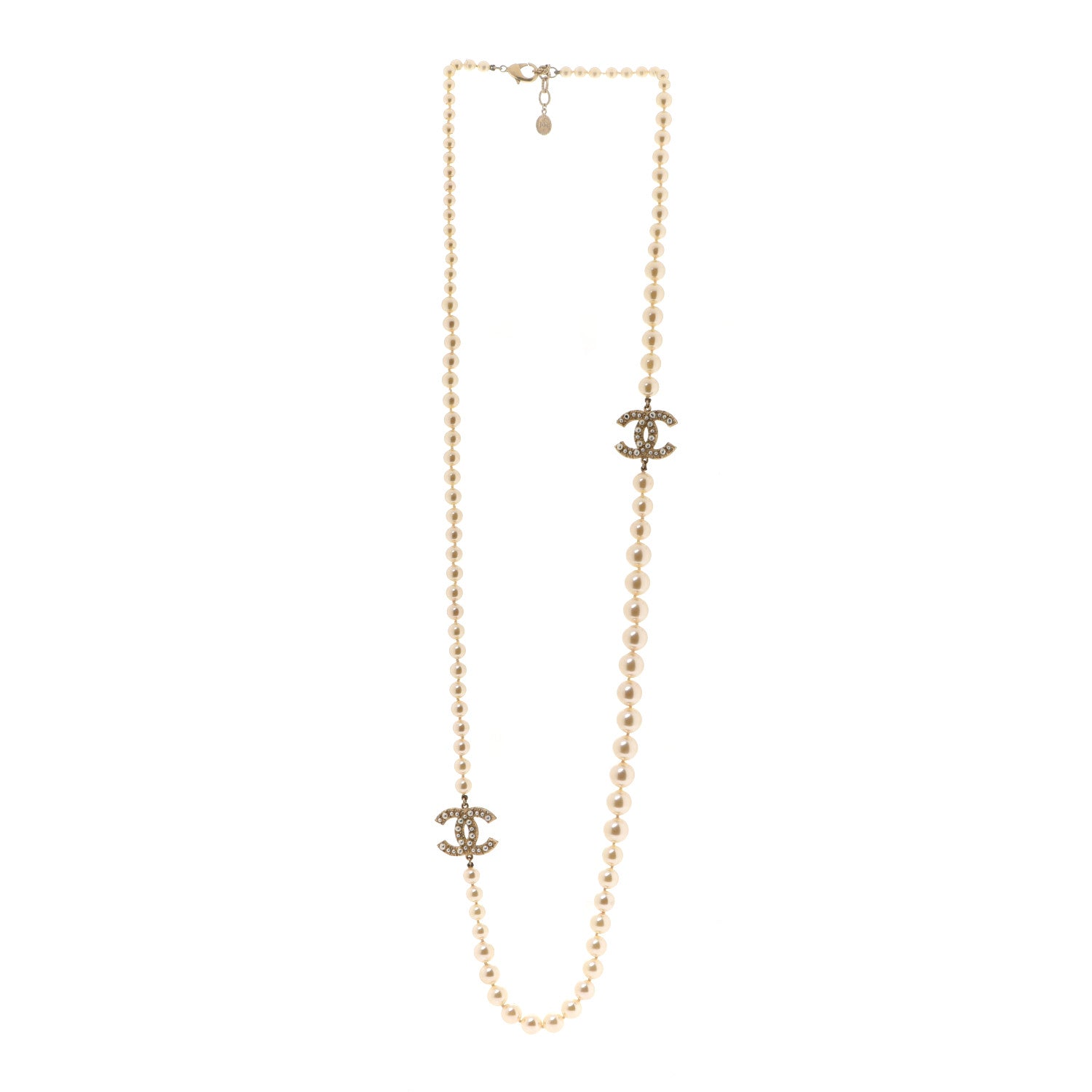 Chanel Pearl CC 100th Anniversary Necklace Light Gold 3 of 6