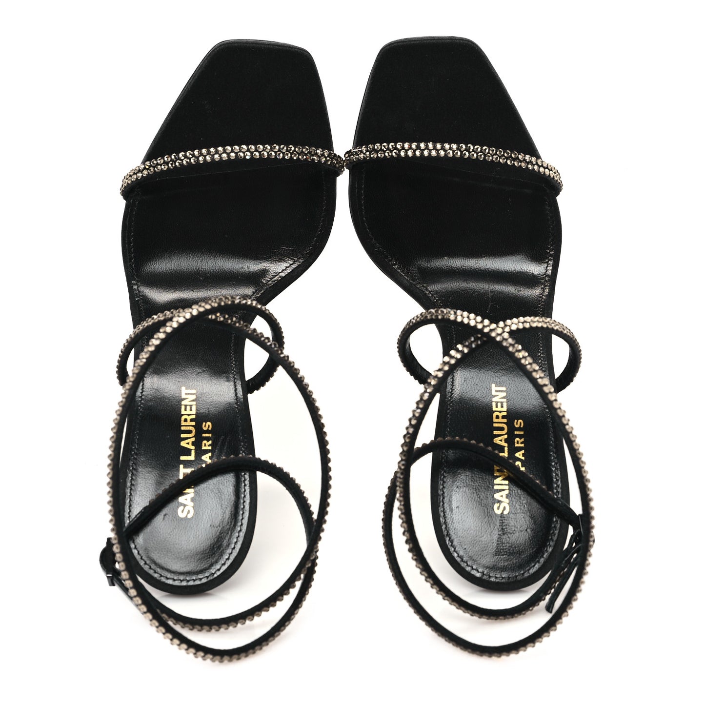 Crepe Satin Strass Opyum 110 Sandals 38.5 Black