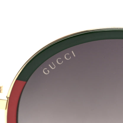 Gucci Metal Round Frame Sunglasses GG0061S Green Red 7 of 8
