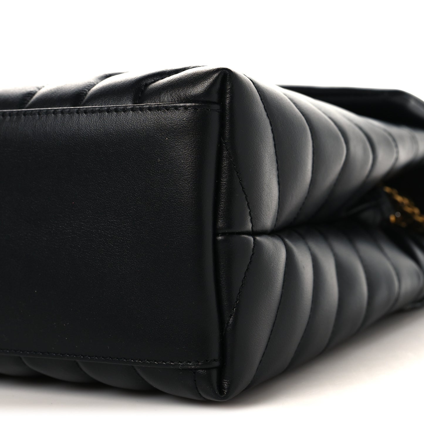 Calfskin Y Quilted Monogram Medium Loulou Chain Satchel Black