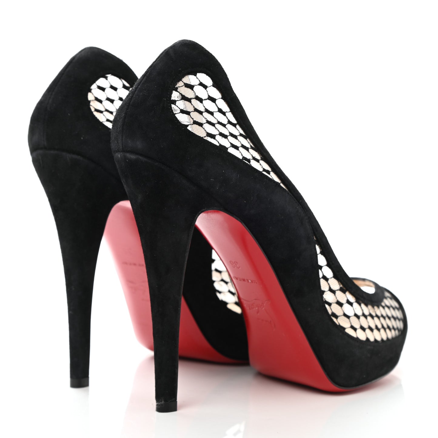 Veau Velours Lace Violette Camilla 120 Peep Toe Pumps 38 Black