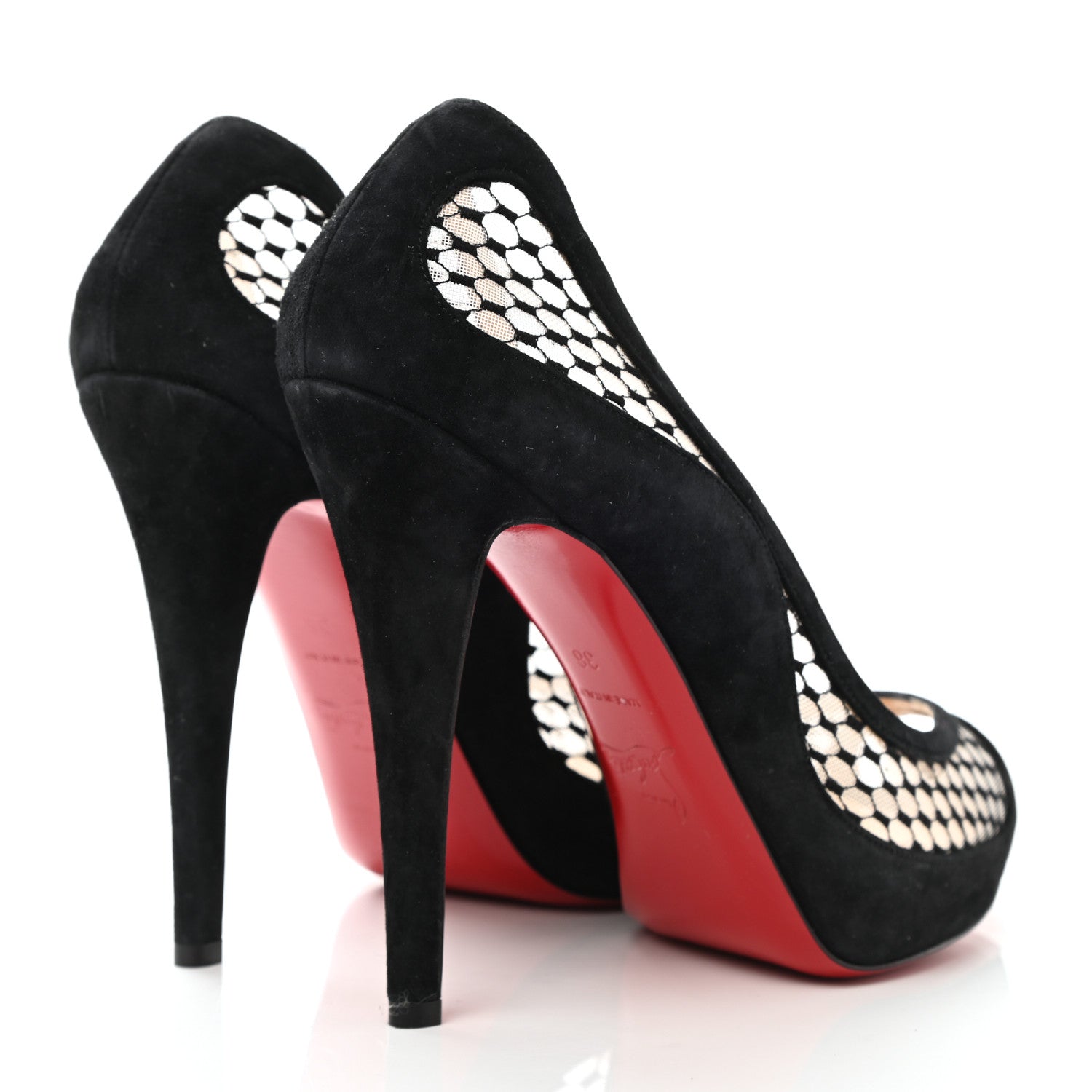Christian Louboutin Veau Velours Lace Violette Camilla 120 Peep Toe Pumps 38 Black 4 of 10