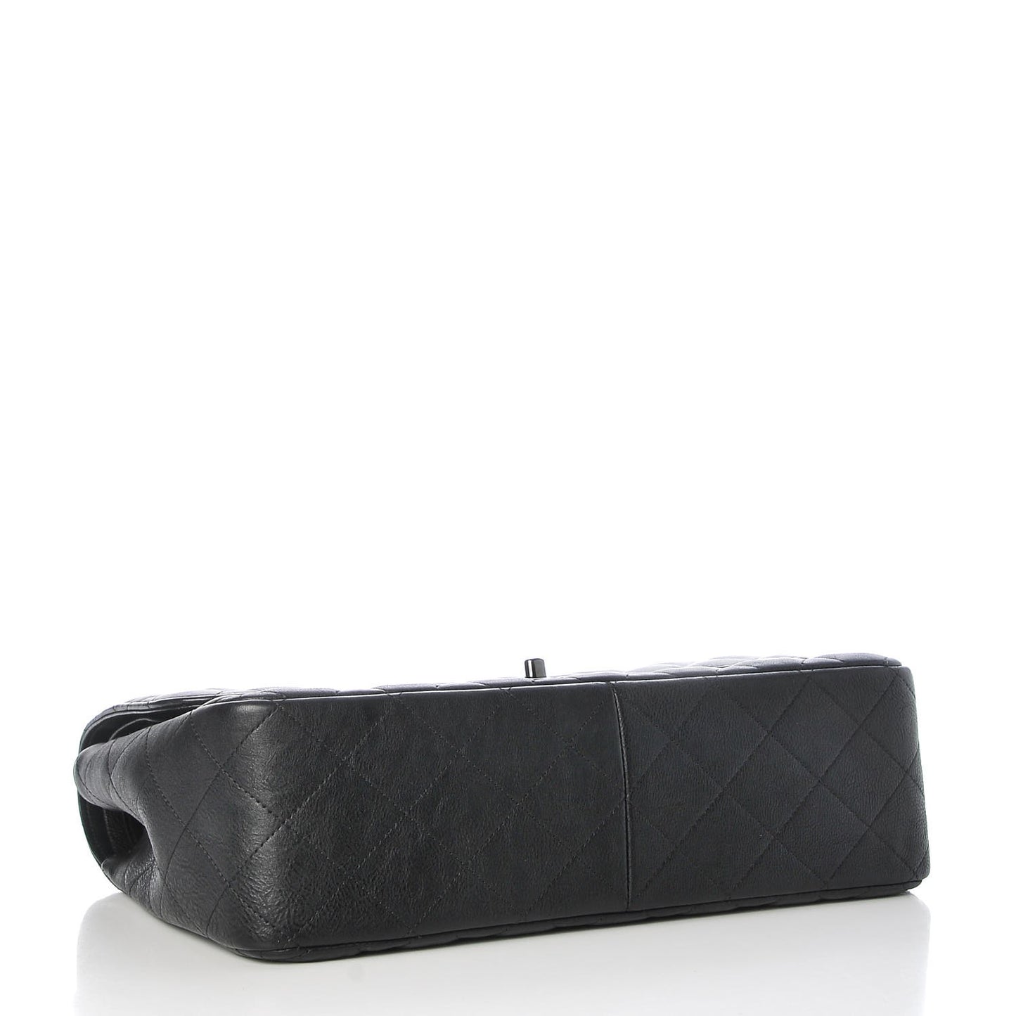 Crumpled Calfskin Quilted Jumbo Double Flap So Black