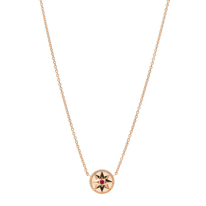 Christian Dior 18K Rose Gold Ruby Mother of Pearl Rose Des Vents Necklace 1 of 7