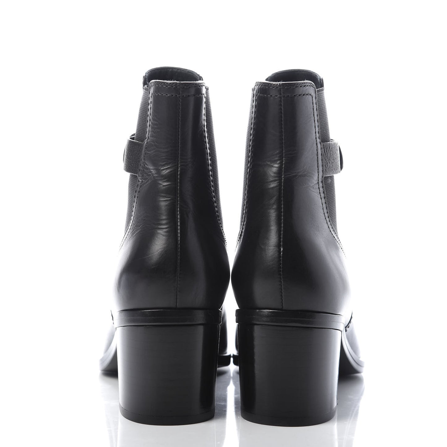 Calfskin Patent Cap Toe Short Boots 40.5 Black