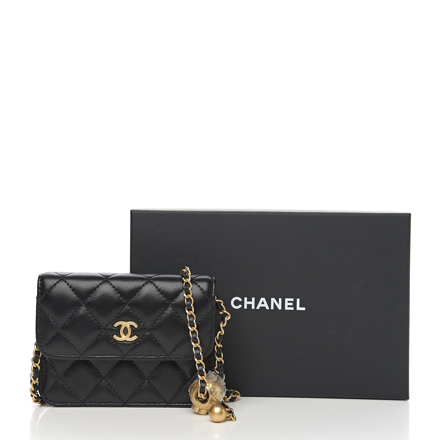 Chanel Lambskin Quilted Pearl Crush Clutch With Chain Black 8 of 8